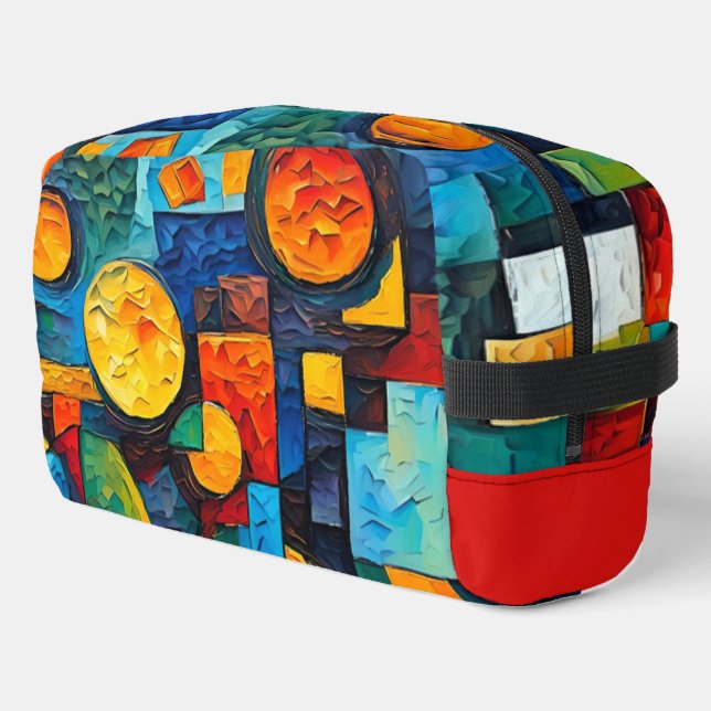 Vibrant Dreams Geometry – Bold Modern Abstract Art Dopp Kit (Left Corner)