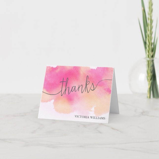 Vibrant Dreams Thank You Note Card / Pink Peach (Front)