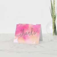 Vibrant Dreams Thank You Note Card / Pink Peach