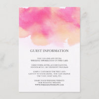 Vibrant Dreams Wedding Insert Card / Pink & Peach