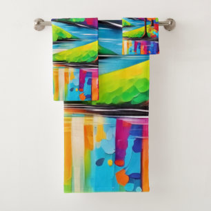 Vibrant Dreamscape Autumn's Symphony Art Bath Towel Set