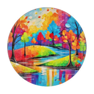 Vibrant Dreamscape Autumn's Symphony Art Cutting Board