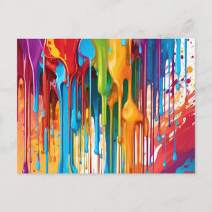 Vibrant Dripping Paint Postcard