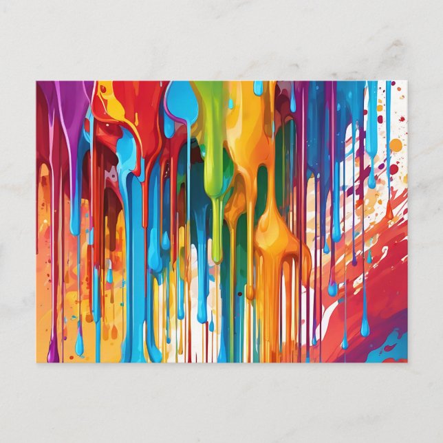 Vibrant Dripping Paint Postcard (Front)