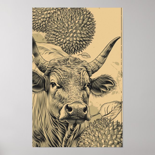 Vibrant Durian-Flavoued Jerky Packaging Illustrati Poster (Front)