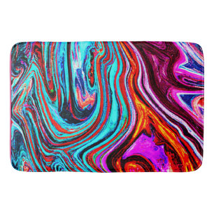 Vibrant Dynamic Hues Abstract Pattern Bath Mat
