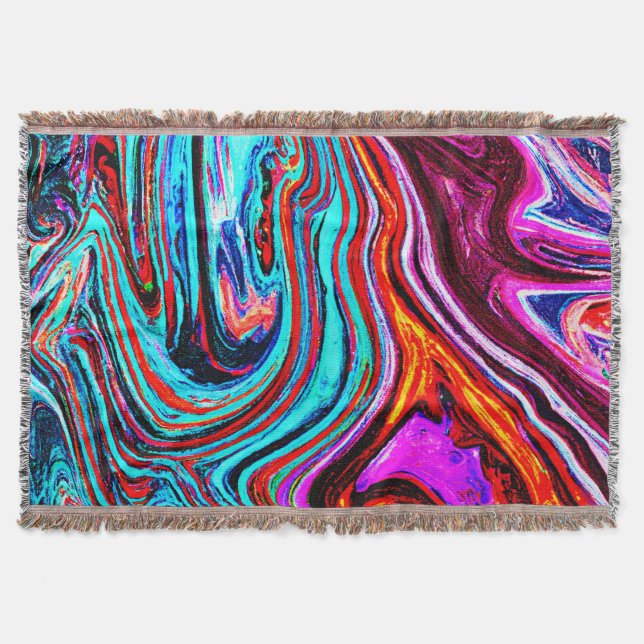 Vibrant Dynamic Hues Abstract Pattern Throw Blanket (Front)