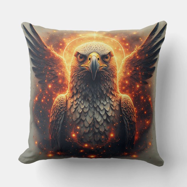 Vibrant Eagle Artwork Throw Pillow (Front)