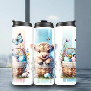 Vibrant Easter Cow Brushstroke Tumbler