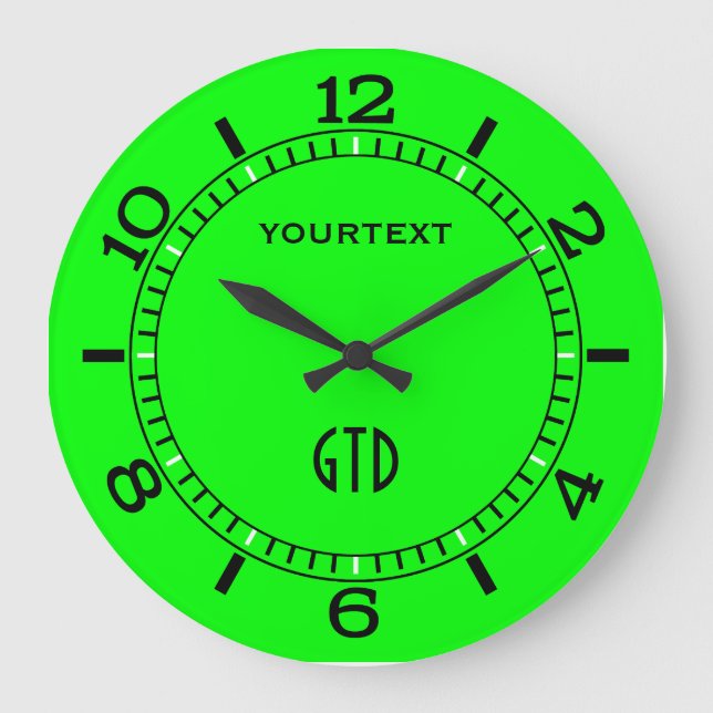 Vibrant Electric Green Dial to Personalize on a Large Clock (Front)