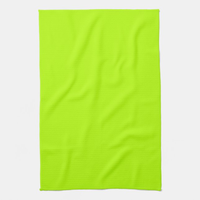 Vibrant Electric Lime Green Ready to Customize Kitchen Towel (Vertical)