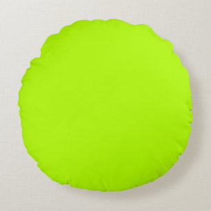 Vibrant Electric Lime Green Ready to Customize Round Pillow