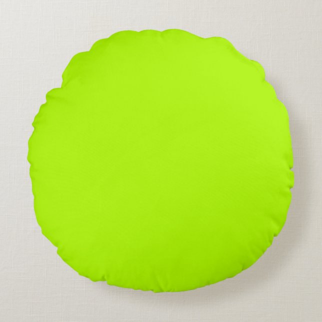 Vibrant Electric Lime Green Ready to Customize Round Pillow (Front)