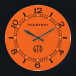 Vibrant Electric Orange Dial to Personalize on a Large Clock<br><div class="desc">This festive custom clock face is available in a vibrant orange colour decor for yourself or as a gift sure to make an impression in all occasions. Personalize it with a text and a monogram. Personalize it with 2 lines of text. A great gift idea for gatherings, celebrations and occasions....</div>