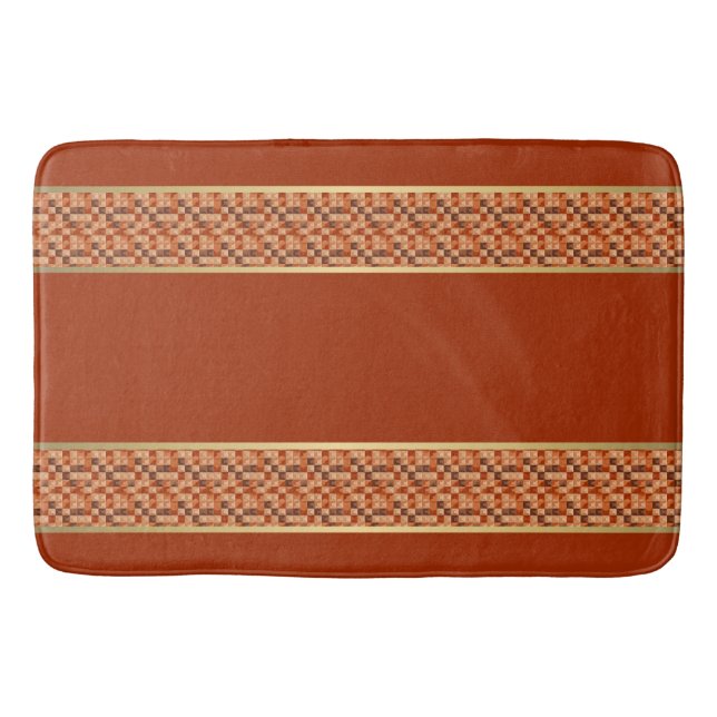 Vibrant Elegance: Clay and Gold Abstract Bathmat (Front)