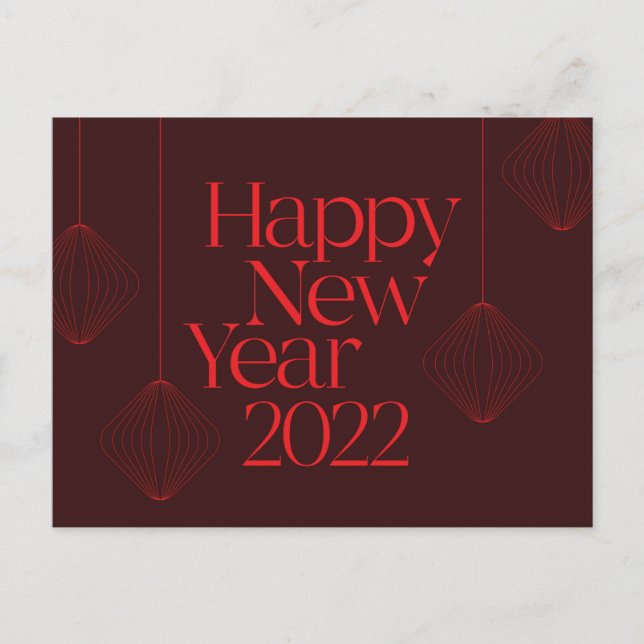 Vibrant, elegant, cool Happy New Year 2022 design Postcard (Front)
