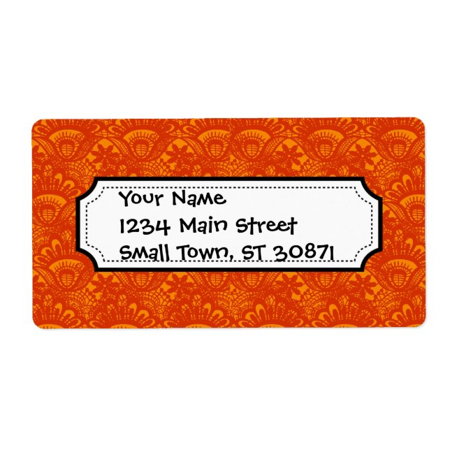 Vibrant Elegant Orange Damask Lace Girly Pattern (Front)