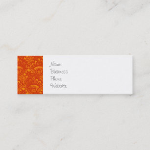 Vibrant Elegant Orange Damask Lace Girly Pattern Mini Business Card