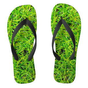 Vibrant Emerald Green Lawn Grass Flip Flops