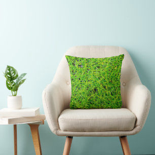 Vibrant Emerald Green Lawn Grass Throw Pillow