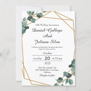 Vibrant Emerald Greenery Wedding Anniversary Invitation