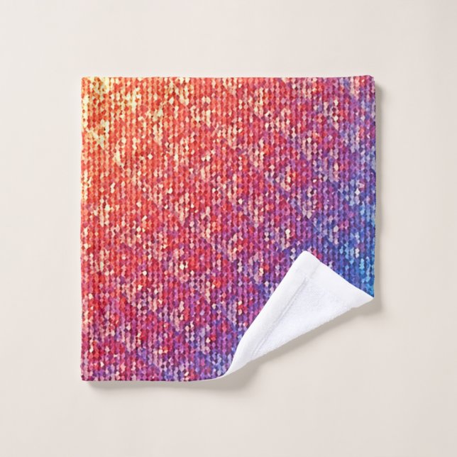 Vibrant Emotional Mosaic Sparkle Bath Towel Set (Wash Cloth)