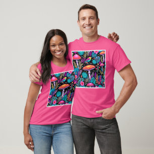Vibrant Enchanted Forest Mushroom Artwork T-Shirt
