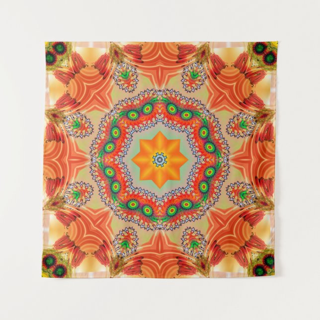 Vibrant energy colours: mandala design. tapestry (Front)