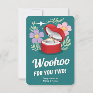 Vibrant Engagement Card with Red Heart Box 