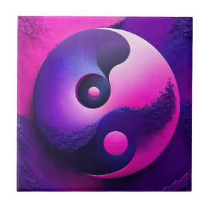 Vibrant Enlightenment Colourful Yin Yang Symbolism Tile
