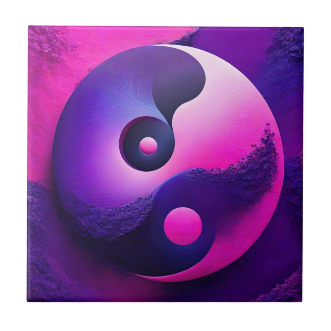 Vibrant Enlightenment Colourful Yin Yang Symbolism Tile (Front)