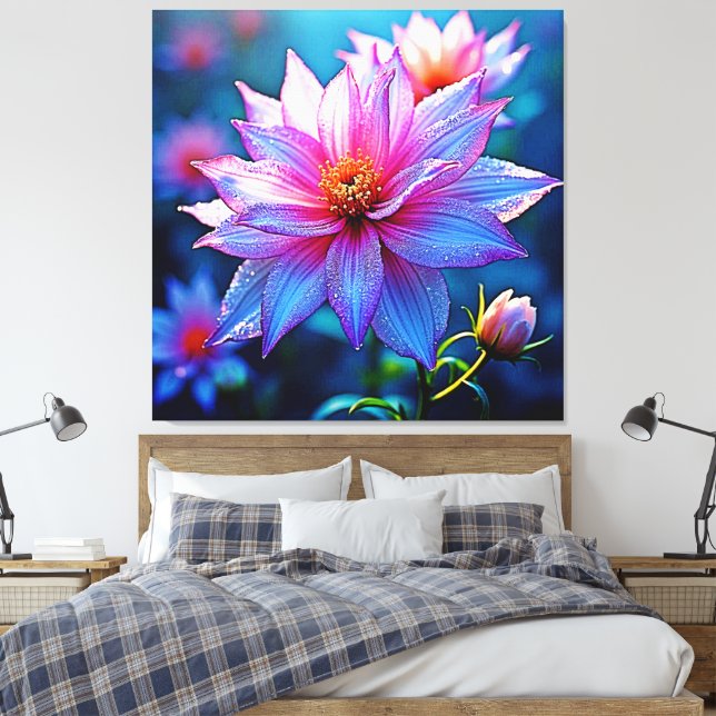 Vibrant Ethereal Bloom Artwork Canvas Print (Insitu(Bedroom))