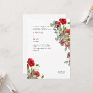 Vibrant Eucalyptus Red Floral Wedding Invitation