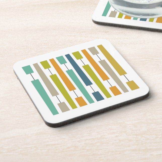 Vibrant Exclamation Points Geometric Midcentury Coaster (Left Side)