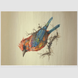 Vibrant exotic coloured pop art bird decoupage  tissue paper