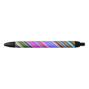 Vibrant & Eyecatching Multicolored Stripes Pattern Black Ink Pen
