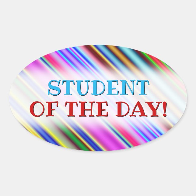 Vibrant & Eyecatching Multicolored Stripes Pattern Oval Sticker (Front)