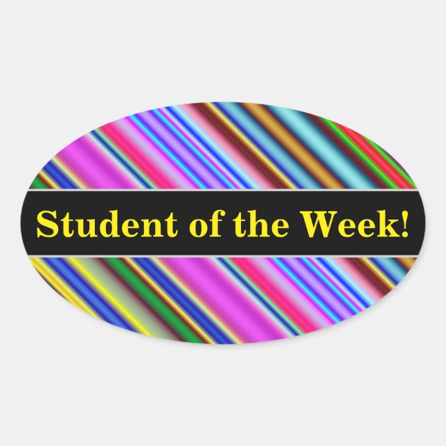 Vibrant & Eyecatching Multicolored Stripes Pattern Oval Sticker (Front)
