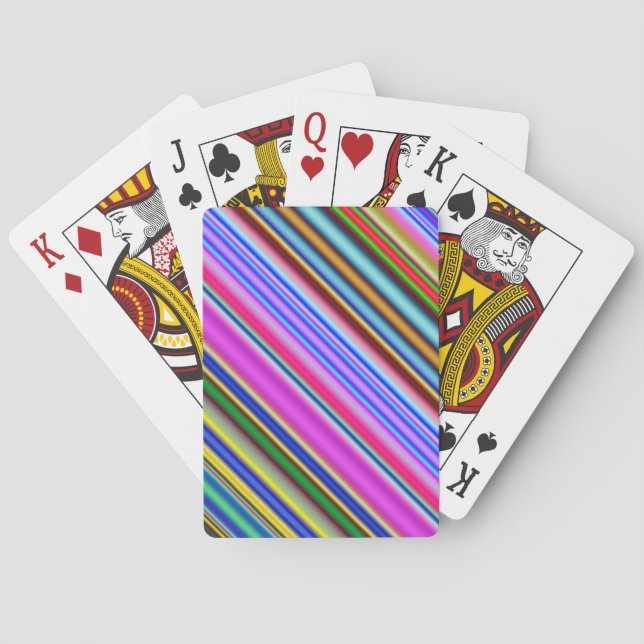Vibrant & Eyecatching Multicolored Stripes Pattern Playing Cards (Back)
