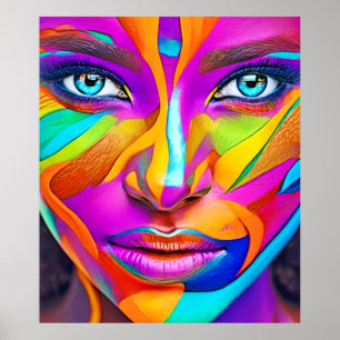 Vibrant Face Paint Art Poster