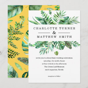 Vibrant Faire-part de mariage de feuillage tropica