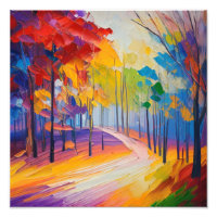Vibrant Fall Foliage Landscape Art