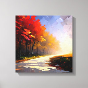 Vibrant Fall Foliage Landscape Painting Canvas Print