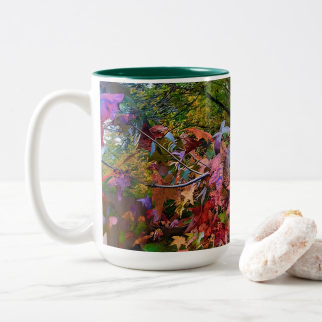 Vibrant Fall Foliage Mug (With Donut)