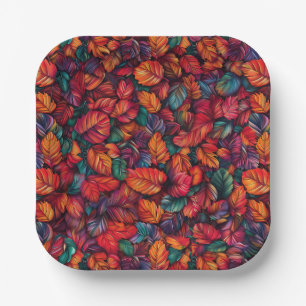 Vibrant Fall Leaves Paper Plate