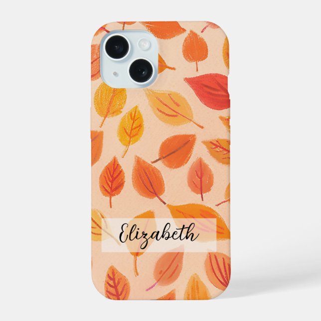 Vibrant Fall Leaves Pattern Colourful Autumn iPhone 15 Case (Back)