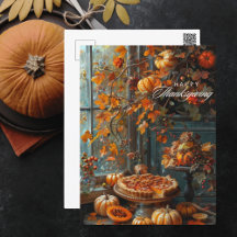 Vibrant Fall Leaves Pumpkin Pie Thanksgiving