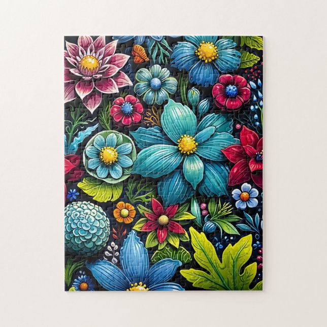 Vibrant Fantasy Floral Garden Jigsaw Puzzle (Vertical)