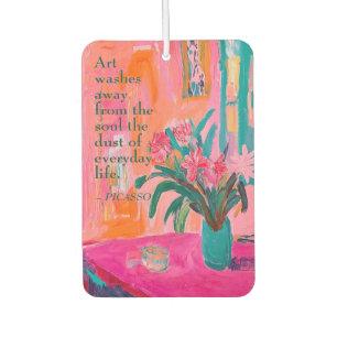 Vibrant Fauvist Vase of Pink Flowers Air Freshener