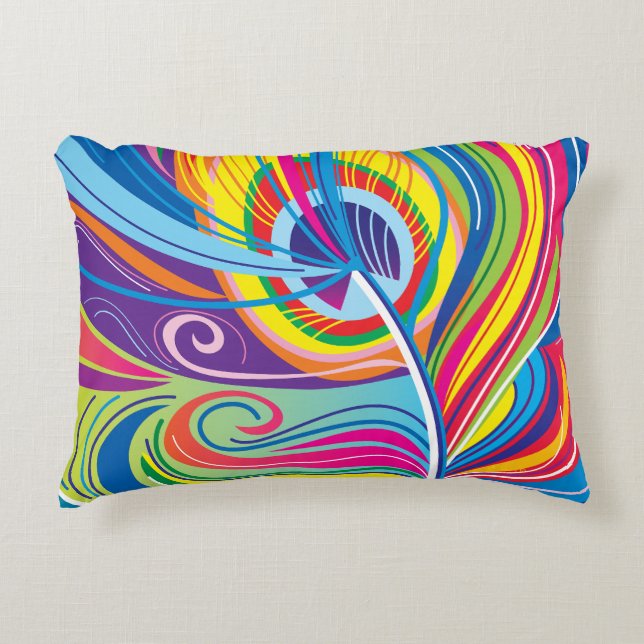 Vibrant Feather Breeze Accent Pillow (Front)